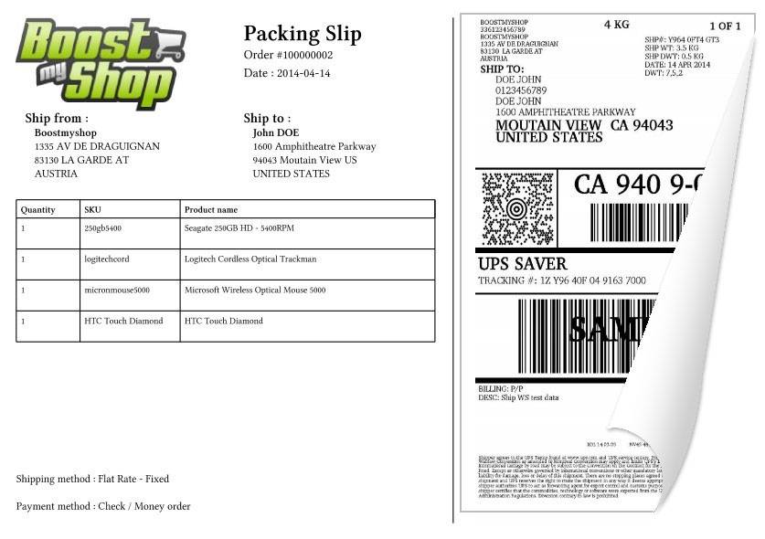 ups packingslip shipping magento