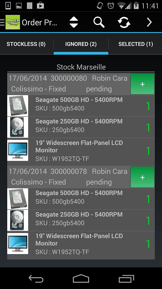 ERP for Androïd app screen 2