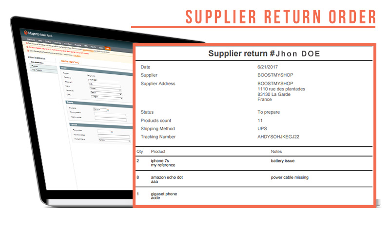 supplier return magento return to vendor order