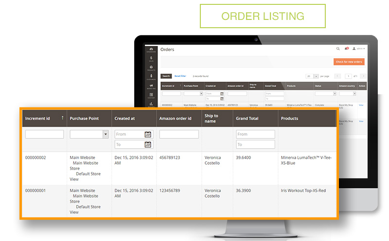 Order listing on Amazon Extension Magento 2