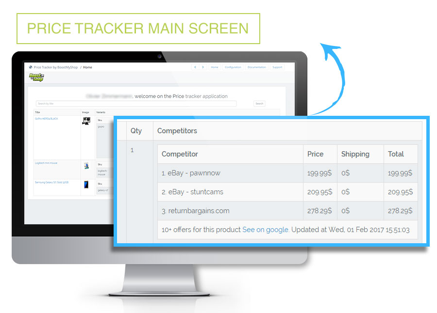Price Tracker home screen